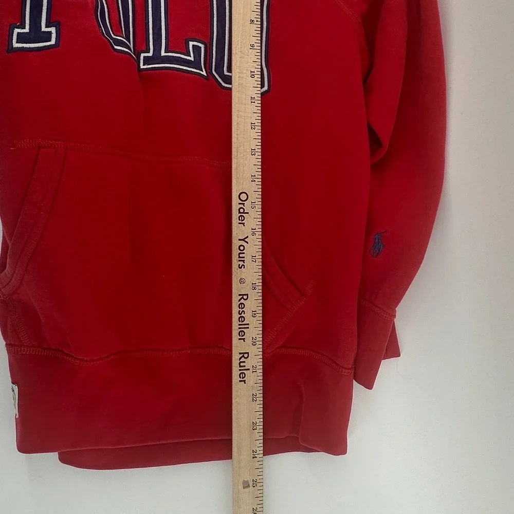 Polo Ralph Lauren Hoodie Mens Small Red Solid Regular Fit Spellout Embroidered